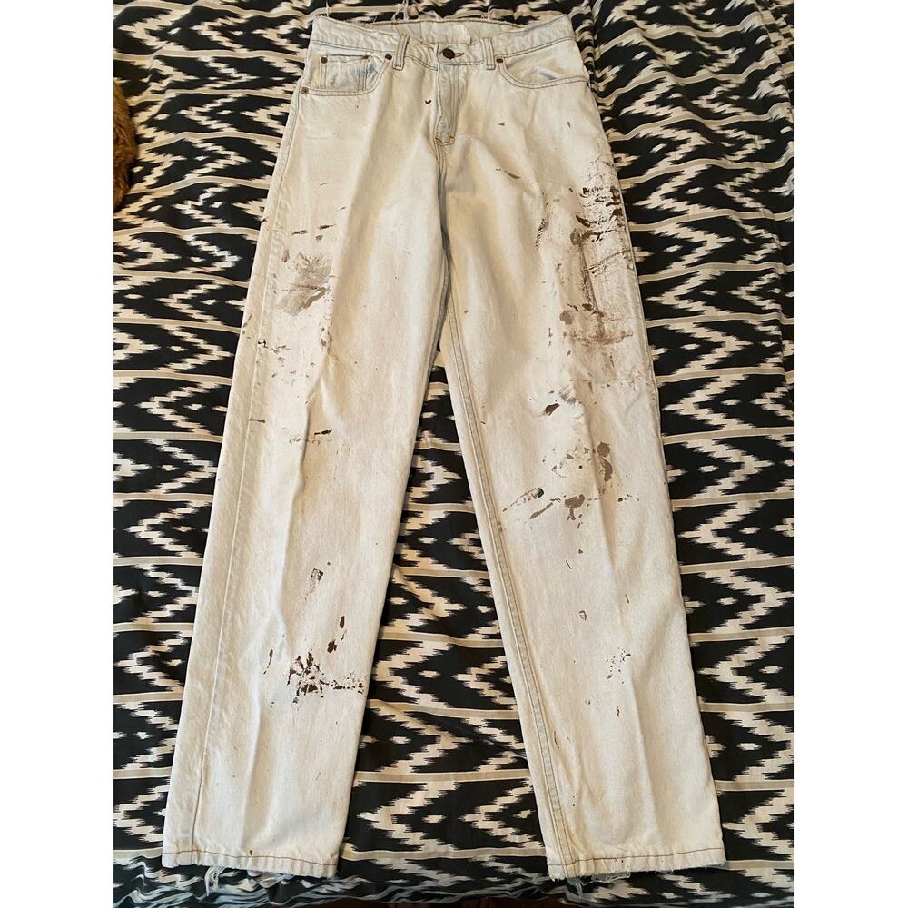 Vintage Trashed Thrashed Distressed Levi’s Light Wash Denim Jeans Size 8